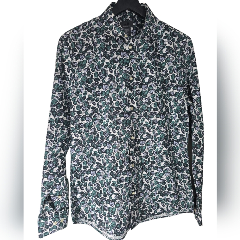 H & M Men's Green Floral Shirt